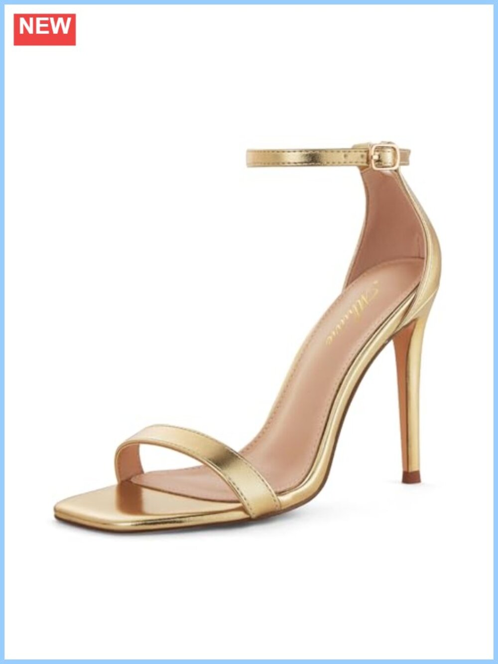 Women's High Heels Square Open Toe Strappy Heeled Sandals